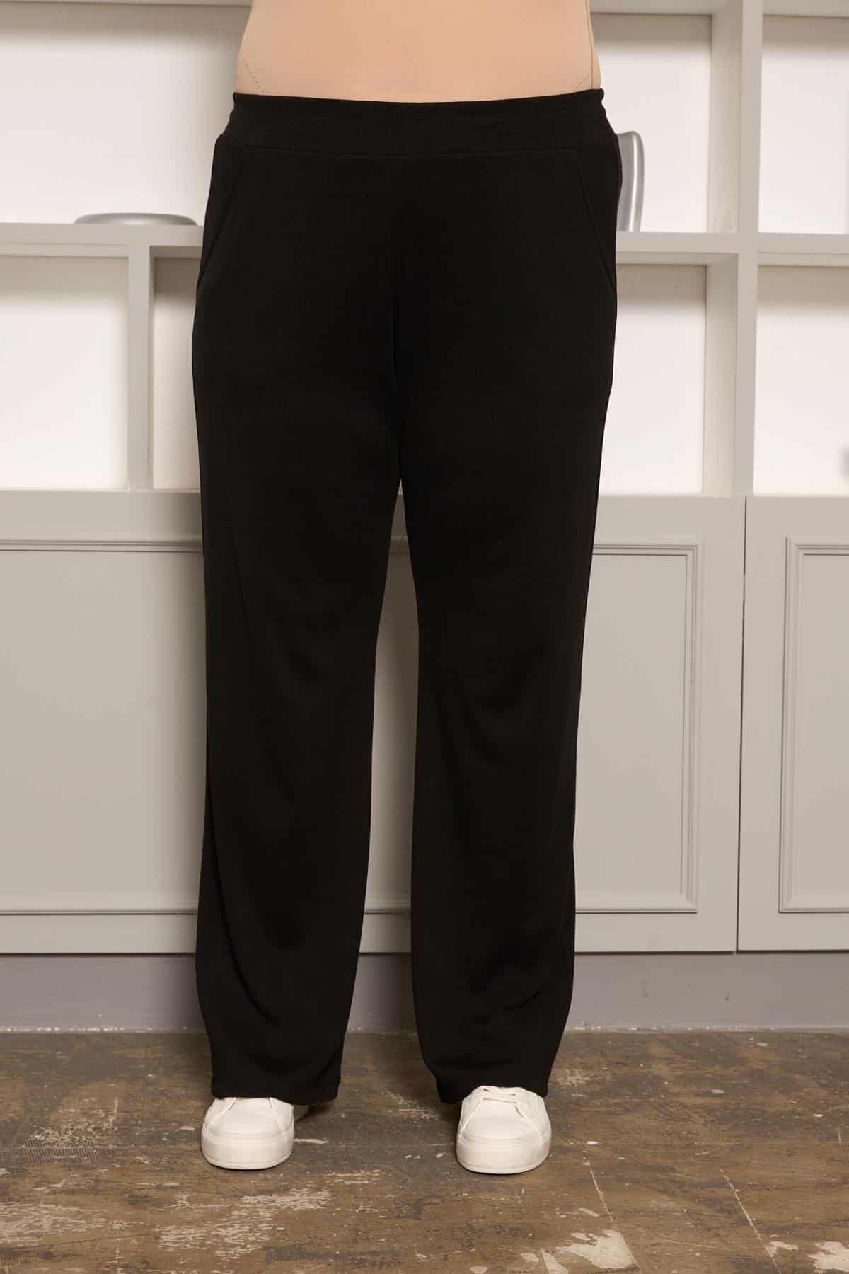 rahat-kesim-basic-pantolon-siyah-6d850d BezeXL Rahat Kesim Büyük Beden Basic Pantolon Siyah - Görsel 3