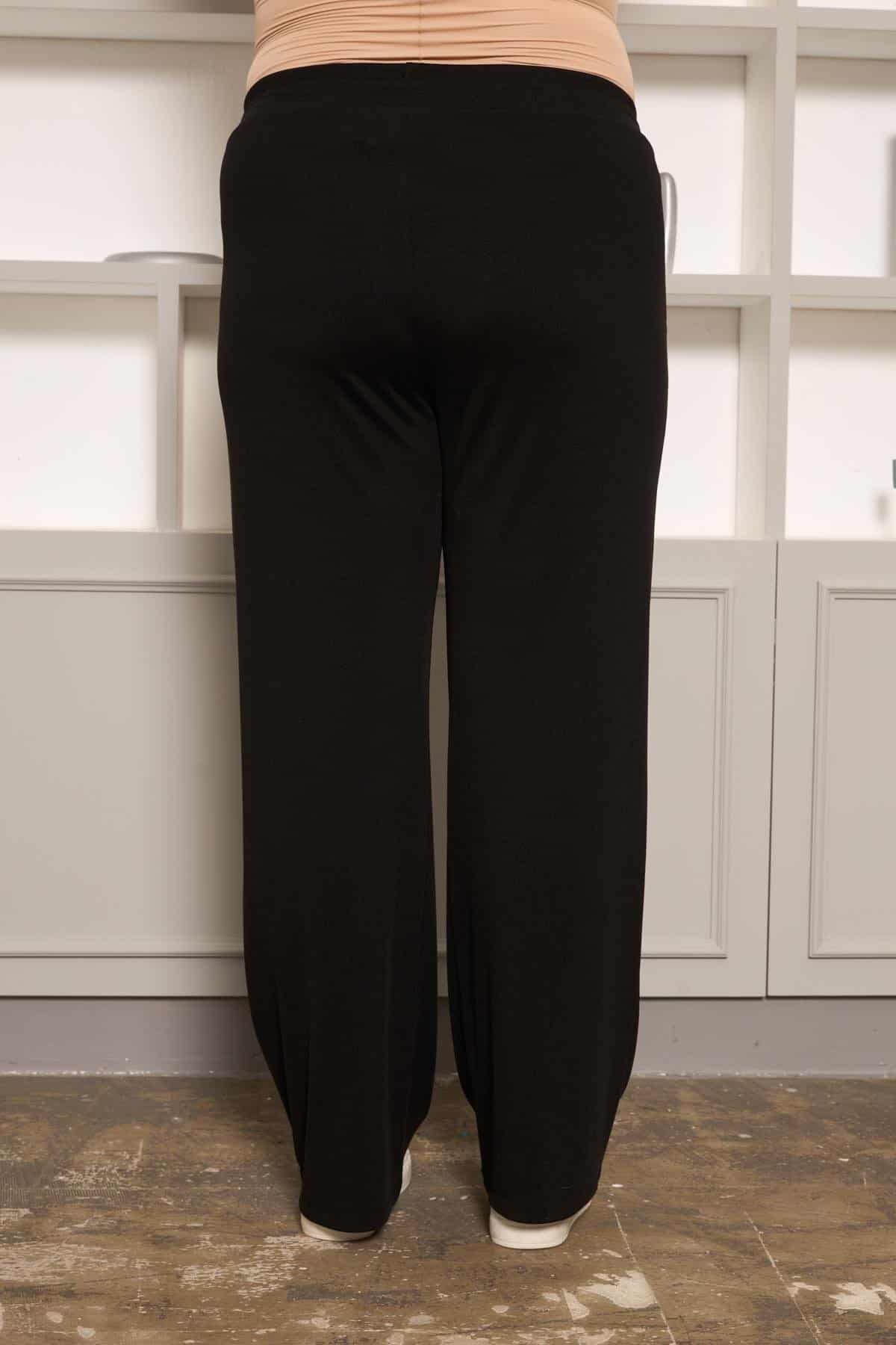 rahat-kesim-basic-pantolon-siyah-f91-44 BezeXL Rahat Kesim Büyük Beden Basic Pantolon Siyah - Görsel 5