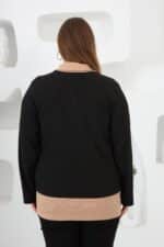 BezeXL Yaka Detaylı Büyük Beden Sweat Siyah - Görsel 6